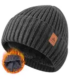 FORVEVO Beanie Herren Winter, Warme Mütze Damen mit Fleece Futter, Weich Wintermütze Männer, Winddichte Strickmützen für Unisex Wärmende,Outdoor Laufen Skifahren(DunkelGrau)