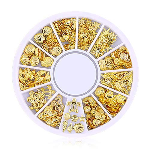 MaNMaNing Sommer Nagel Gold Muschel Legierungen Metal Kunst Ozeannieten Nieten Nieten Charme Meer MM629H11670