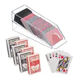 Relaxdays Kartenschlitten, Kartenspender mit 6 Decks, Blackjack Zubehör, HxBxT: 10 x 10 x 29 cm, transparent/schwarz