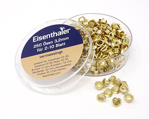 Eisenthaler 250 Ösen ET30-3,2mm, vermessingt für 2-10 Blatt