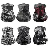 AWUMBUK Halstuch Herren & Damen 6 Stück, Multifunktionstuch Unisex Nahtlose Bandanas Schlauchschal Herren Winddicht Halswärmer Motorrad Loop Schal Herren für Outdoor Arbeit Radfahren Laufen