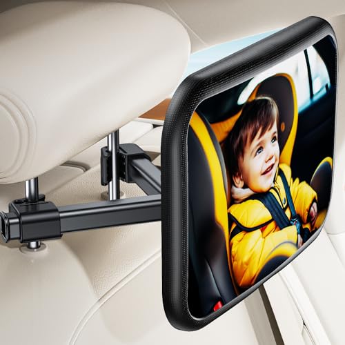 Spiegel Auto Baby Rückbank Rueckspiegel - Autospiegel Baby Rücksitz mit Haken Clip, 100% Bruchsicherer & 360° Drehbar Rücksitzspiegel, Babyspiegel Erstausstattung & Auto Zubehör für KFZ Kopfstützen