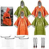 Eco-Fused Notfall-Regenponchos mit Kapuze und Überleben-Pfeifen – wetterfeste thermische Outdoor-Überleben-Zubehör-Essentials – Camping, Wandern,