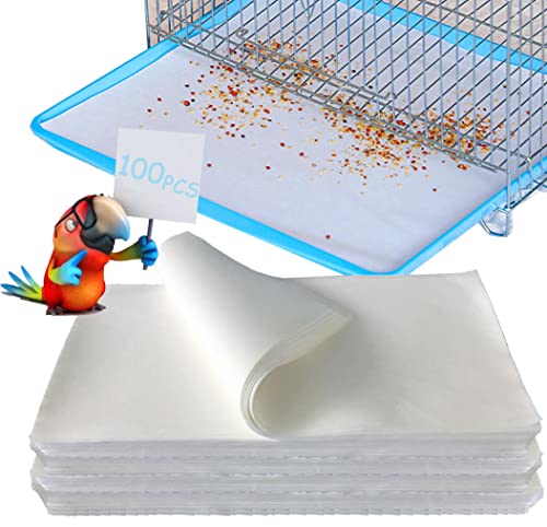 100 Stück Vogelkäfig-Einlagen, Einweg-Käfig-Papiereinlagen, vorgeschnittene, saugfähige Kissenunterlage, Zubehör für Haustiere, Vögel, Papageien (weiß)