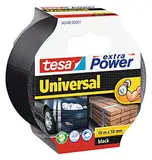 tesa extra Power Universal Gewebeband - Gewebeverstärktes Ductape zum Reparieren, Befestigen, Bündeln, Verstärken oder Abdichten - Schwarz - 10 m x 50 mm