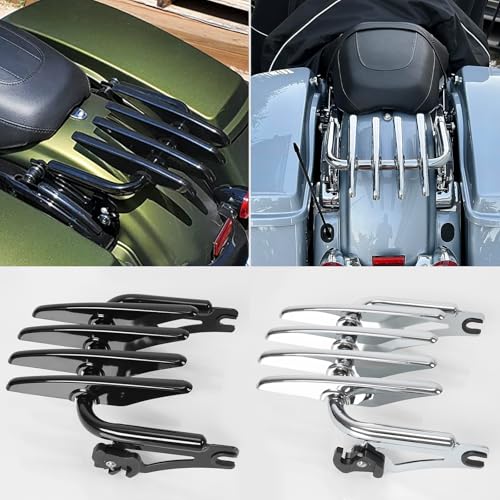 WOOGA Motorrad Gepäck Halter Hinten Gepäck Träger Rack Ladungen Halter Halterung Zubehör für Har&le&y Davidson Street Glide Road King Special Road Glide (Chrom)