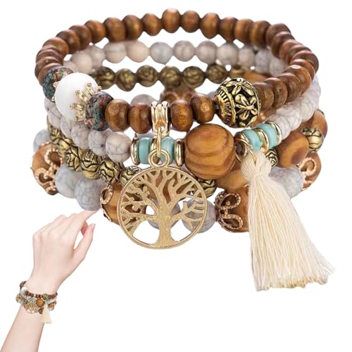 Armbänder,Boho,Damen Armband Schmuck Set,Sommer Festival Hippie Outfit Kette,Bohemian Bracelet für Kleidung Accessoires,Bunt Yoga Modeschmuck,Women Haarschmuck,Oberteil Style Armkettchen Bracelets