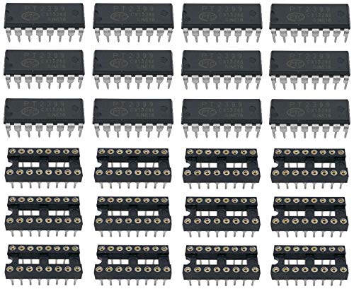 12 Stück PT2399 Echo Delay IC Chips inklusive 12 Stück 16-pin DIP Mikrochip IC Sockel