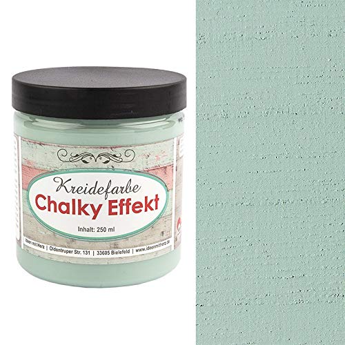 Ideen mit Herz Chalky Effekt Kreidefarbe, 250ml | hochdeckend | ultramatt | auf Wasser-Basis | Kreide-Farbe für Shabby-Chic & Vintage-Effekt (pastellgrün)