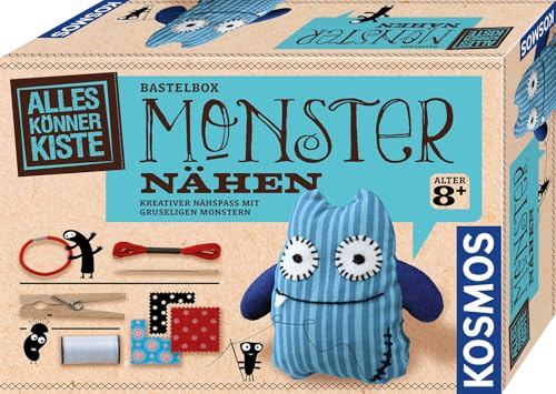 KOSMOS 604080 AllesKönnerKiste Monster nähen für Anfänger, DIY Bastelset für Kinder ab 8 Jahren, Kindergeburtstag, Nähset Kinder, Nähen Kinder