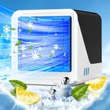 Mobile Klimaanlage, Mobiles Klimagerät Ohne Abluftschlauch 3 Drehzahlen 7 Farblichter USB-Ladung Geräuscharmes, Mobile Klimageräte Luftkühler mit Wasserkühlung für Zuhause Büros Räumen Auto