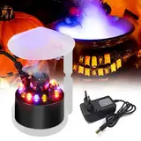 Nebler Ultraschall Vernebler mit LED, Mini Ultraschall Vernebler mit Spritzschutz, Ultraschall Nebelmaschine, Ultraschall Nebelgerät, Mist Maker für Halloween Kürbis und Hexenkessel,Hexentopf