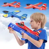 PQETBV Styroporflieger Katapult Pistole Kinderspielzeug, 4 Stücke Flugzeug Spielzeug, Kinder Outdoor Garten Spiele Kindergeburtstag Geschenke Jungen Mädchen für ab 3 4 5 6 7 8 9 10 Jahre