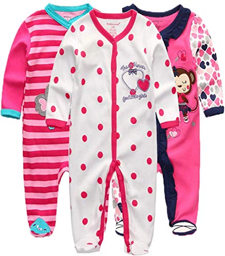 Kiddiezoom Baby-Jungen Mädchen Schlafstrampler, 3er Pack