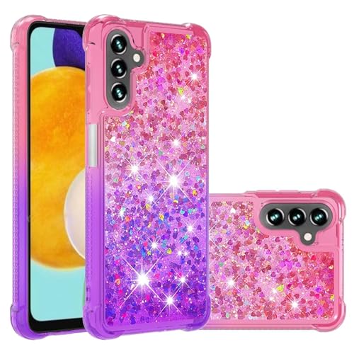 Nadoli Glitzer Treibsand Hülle für Samsung Galaxy A35 5G,Silikon Stoßfest Gradient Bunt Wasserfall Handyhülle Transparent Bumper Schutzhülle Flüssig Durchsichtig Case