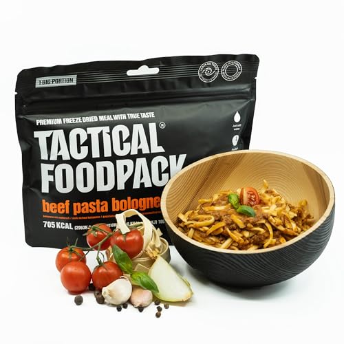 Tactical Foodpack Bolognese mit Rindfleisch in großer Portion - Gefriergetrocknete Mahlzeiten I zum Verzehr bereit I MRE I Survival I Outdoor Nahrung I Trekking Nahrung I Expedition I Büro