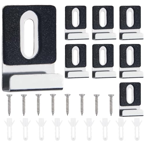Robustes Metall-Spiegelhalter-Clip-Set – 8 Stück rahmenlose Spiegel-Clips aus Edelstahl mit Gummi-Pads und Schrauben, Spiegelmontage, robuste Aufhängung für Wandfliesen, Werbetafeln (Silber, 1/4 Zoll)