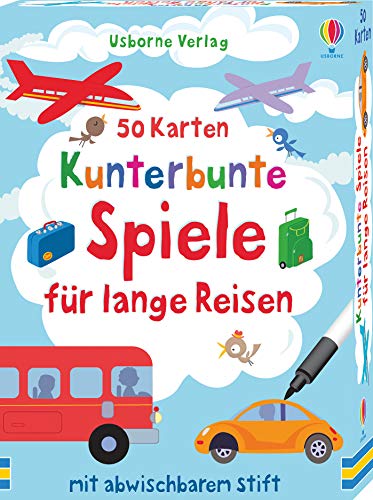 50 Karten: Kunterbunte Spiele für lange Reisen: mit abwischbarem Stift (50-Karten-Reihe)