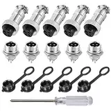 Aiqeer 5 Stück 4-Polig GX12 Aviation Stecker, 12 mm Gewinde Metall Luftfahrt Kabelverbinder, 5A Männlich Weiblich Luftfahrt Stecker Steckdose Kit, mit Gummikappe