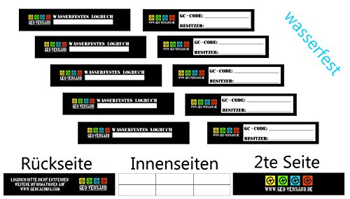 geo-versand NEUHEIT, Schluss mit Logbuch Brei !!Kunststoff Logbücher !!10 x Petling Logbuch für ab 9 cm Petlinge - !! 70 Seiten Lobücher Logstreifen PET - Preform Logsheet