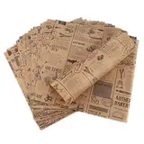 Hejo 100 Blätter Deli Papierblätter, Pommes Papier für Korb, Umweltfreundliches Backpapier, Burger Papier, Wrap Papier für Burger, Butterbrot, Käse, Pommes (25x25cm)