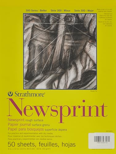 Strathmore 300 Series Newsprint, Papier, Natürlicher Farbton, 9x12, 50