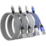 iPhone Ladekabel, Lightning Kabel [4Pack 6FT/1.8M] iPhone Schnellladekabel MFi Zertifiziert Nylon Fast USB Kabel iPhone kabel für iPhone 12 Plus13 pro Max/14/11 Pro SE XS 8 7 6 5 ipad ,für USB stecker