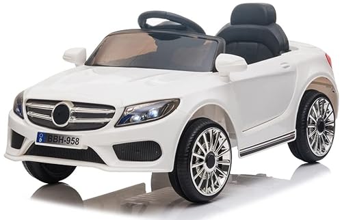 Playhouse Kinder Elektroauto Cabrio GT, für Kinder mit USB LED, Kinderauto Kinderfahrzeug (Weiß)