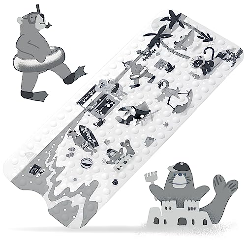 Toniamo Badewannenmatte Kinder 100x40 cm | Badematte rutschfest für Baby & Kinder | Antirutschmatte Badewanne BPA-frei | rutschfeste Badewannen Matte antibakteriell | Anti Rutschmatte 'Strand'