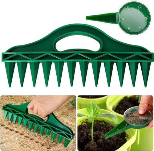 MUSLONG 2 Stück Samenspender Für Die Aussaat - Verstellbarer Garten-Handpflanzer, Sägerät-Werkzeugset, Tragbarer Handgehaltener Samenverteiler, Ideal Für Kleine Blumen- Und Gemüsesamen (2 Stück)