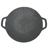Atyhao Koreanische Grillplatte, Innengrills & Raclettes Elektrische Küchengerte für Grillpartys, Koreanische Grillpfanne mit Doppelgriff (34cm)