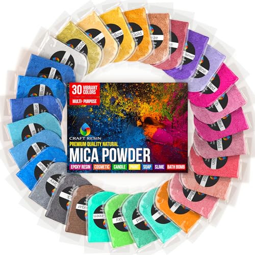 Craft Resin Epoxidharz Farbe Gießpulver Set – 30 Farbpigmente Mica Pulver für Schmuckherstellung Epoxidharz, Natürliche Perlglanz-Pigmente, Gießharz & Acrylgießen – Natürlich Farben Powder gießen
