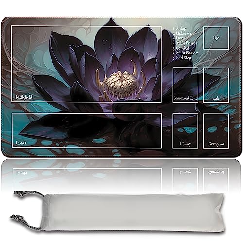 Brettspiel MTG Spielmatten+Kostenlose wasserdichte Bag,Stitched Edges,Smooth Rubber Surface,MTG PlayMat with Zones(An original Black Lotus Playmat)