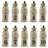 KLYNGTSK 10 Stück Weinflasche Tasche Jute Weinbeutel Wiederverwendbare Wein Geschenkbeutel mit Kordelzug Jute Wein Geschenktasche Weinflaschen Geschenktüten für Weihnachten Geburtstag Valentinstag