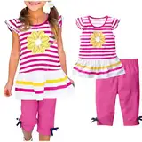 XINYUNZU Mädchen Kleidung Kinderkleidung Sommerkleid Tshirt und Sommer Shorts Set Casual Klamotten Kinder Bekleidungssets für Mädchen 1-10 Jahre Oberteile Amazon Outlet Shop Pink 5 Jahre