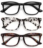 WOWSUN Blaulichtfilter Brille Unisex Nerd Nicht verschreibungspflichtige klare Linse Computer Blaulicht blockierende Brille…, Schwarz+Feuer Leopard+grau Leopard, Medium