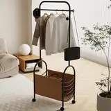 Hlixzoy B,Schlafzimmer Bewegliche Eckgarderobe, Multifunktionale Haushalts-Standgarderobe, Mobilheim Vermietung Kleiderständer Mit Aufbewahrungskorb Vertikaler Mobiler Wäscheständer