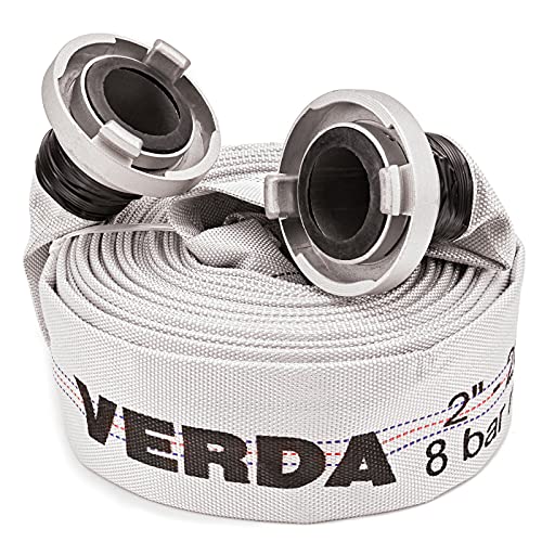 Industrie Schlauch 20m – 2 Zoll (52mm) Flachschlauch mit Storz C Kupplung – 8 Bar Druck – Wasserschlauch, Feuerwehrschlauch, Bauschlauch, flexibel, robust, Wasserleitung Garten 2" WZ20