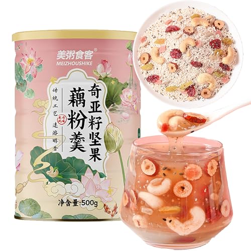Lotuswurzelpulver Chinesische Asiatische Suppe,Chiasamen Und Nüsse Lotuswurzelstärke,Dessert,Kalorienarmes,Gesundes Instant-Frühstück
