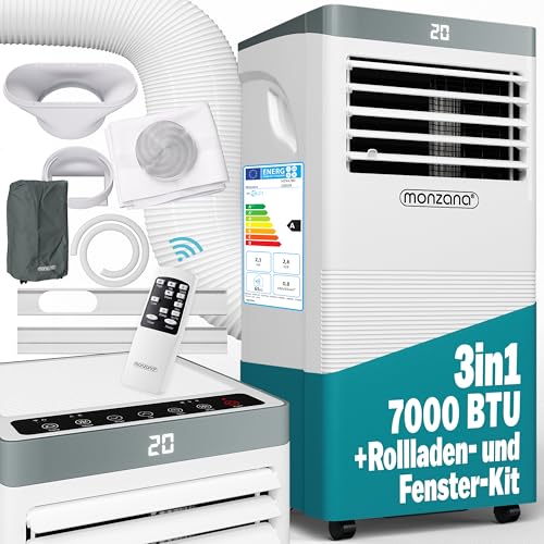 Monzana® Mobile Klimaanlage MZKA780 7000 BTU 3in1 Fernbedienung 2100W Abluftschlauch Timer Schlafmodus Klimagerät Luftentfeuchter Air Conditioner