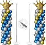 YALLOVE Ballonsäulenständer-Set, 2er-Set, 2 m höhenverstellbare Ballonturmsäule mit wiederverwendbarem Metall-Teleskopdesign für Geburtstag, Hochzeit, Babyparty, Abschlussfeier, Dekoration