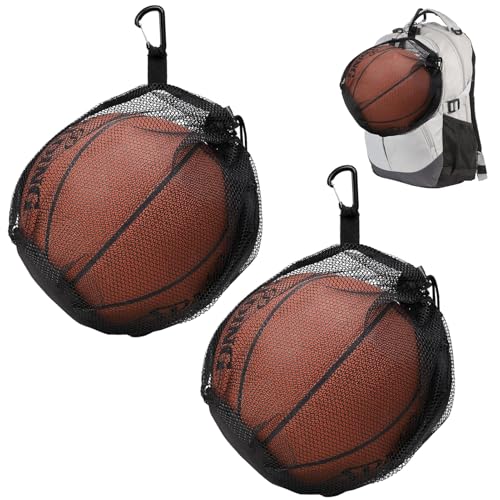 LOEPENLE Ballsack,Ballnetz 1 Ball,2 Stück Basketball Bag Netztasche,Basketball Tasche,Rucksack Tragbare Ballnetz,Basketball Balltasche,Tennis Volleyball Fußball Rucksack,Ball Netztasche mit Kordelzug