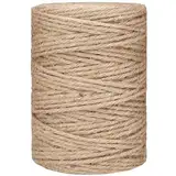 Leecogo 100 m 3 mm 4-lagiges, robustes braunes Jute-Schnur für Gartenarbeit, Basteln, Verpackungen, Hochzeitsdekorationen, Bilderaufhängung und Einmachglas-DIY-Projekte