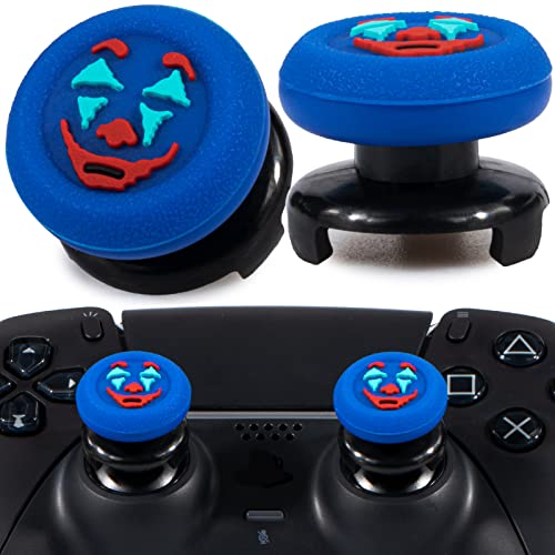 Playrealm FPS Thumbstick Extender &Textur Gummi Silikon Griffabdeckung Thumb Grip Aufsätze 2 Sätze für PS5 Dualsenese & PS4 Controller(Joker Blau)