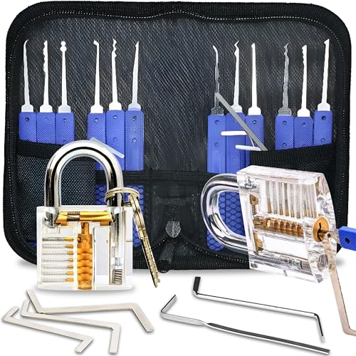 Retoo Lockpicking Set 17 Stück Dietrich Set, 12 Picks und 5 Drehmomentschlüssel, Das perfekte Lock Pick Set für Anfänger und Profis Schlosser, Generalschlüssel Systeme, für Schlosserei, Schwarz