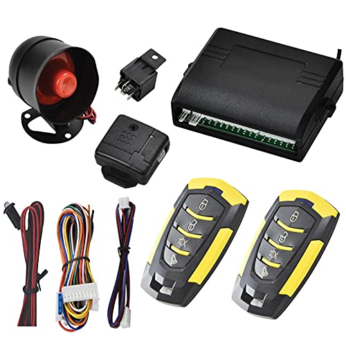 Autoalarmanlage, Universal 12V mit 2 Fernbedienungen und Sirenensensorsperre, automatische Türentriegelung und Kofferraumentriegelung