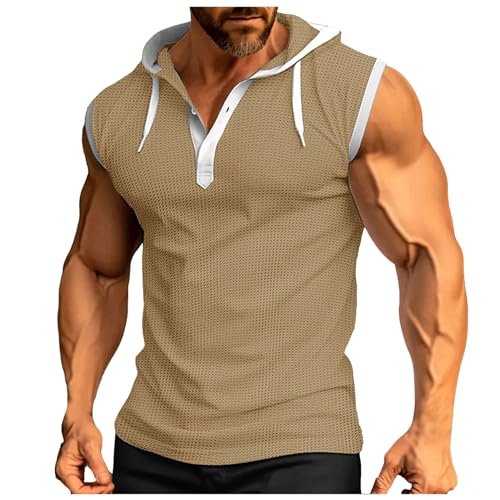 Tanktop Mit Kapuze Herren, Shirt Herren Sport, ÄRmelloses Muskelshirt Unterhemd FüR Training Gym Fitness & Bodybuilding Sport Sommer TräGershirts Hochwertige Nachhaltige Tee Top Muscle-Shirt