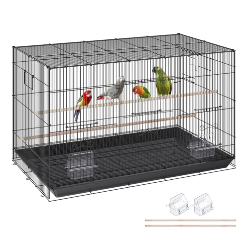 VEVOR Vogelvoliere 76x46x45cm Vogelkäfig aus Q195-Kohlenstoffstahl Vogelhaus für 2-3 mittelgroße bis große Vögel Voliere mit Sicherheitstür Vogelheim Vogelbauer