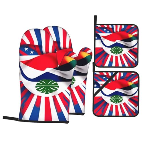 Ofenhandschuhe mit Costa-Rica-Flagge, personalisierbare Ofenhandschuhe und Topflappen, Backgeschenke für Küche und Kochen