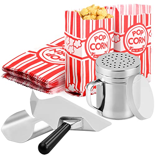 Elitecran 202-teiliges Popcorn-Maschinen-Zubehör-Set, 100 Popcorn Bags, Popcorn-Schaufel undSalzstreuer mit Griff für Popcorn-Maschinen, Party, Film, Nachtkino (Größe: 3 Stück/Set)